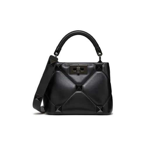 Valentino Roman Stud Овчина Сумка Сумка через плечо Сумка через плечо Мини Женская Черная