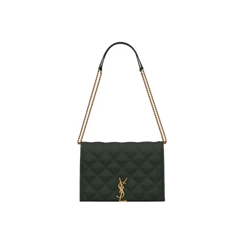 SAINT LAURENT BECKY Lambskin Crossbody Bag Shoulder Bag Women's Dark Green SAINT LAURENT BECKY Сумка через плечо из овечьей кожи плечевая сумка женская темно-зеленая