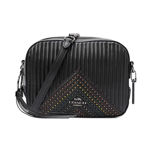 COACH Camera Коровья кожа WOC Стиль позиционирования Camera Сумка Сумка через плечо Маленькая Женская Черная