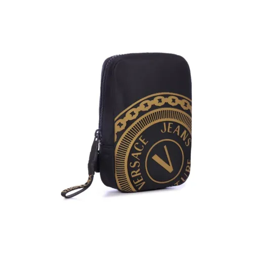 VERSACE JEANS COUTURE Полиэстер Сумка через плечо Маленькая Мужская Черная Золотая
