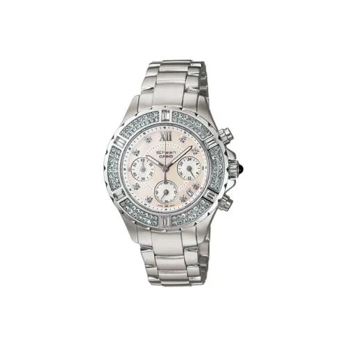 CASIO SHEEN Collection Кварцевый механизм ремешок из нержавеющей стали женские часы золотой циферблат