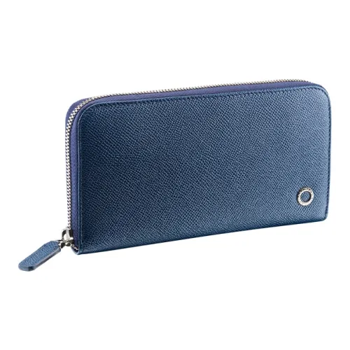 BVLGARI Рельефная Телячья Кожа Застежки Кошелек Мужской Синий