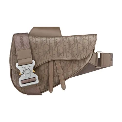 DIOR Кожа Седло Сумка Сумка через плечо на одно плечо Слинг-сумка Сумка на пояс Мужская Желто-коричневая