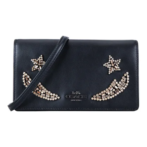 COACH Phone Кожа Сумка через плечо Чехол для телефона Маленький Женский Черный