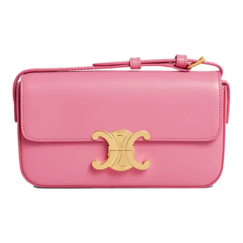 CELINE Блестящая сумка из коровьей кожи плечо сумка через плечо женская ярко-розовая