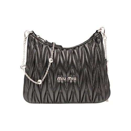 MIU MIU Matelassé Мягкий Овца Кожа Сумка через плечо Женская Черная