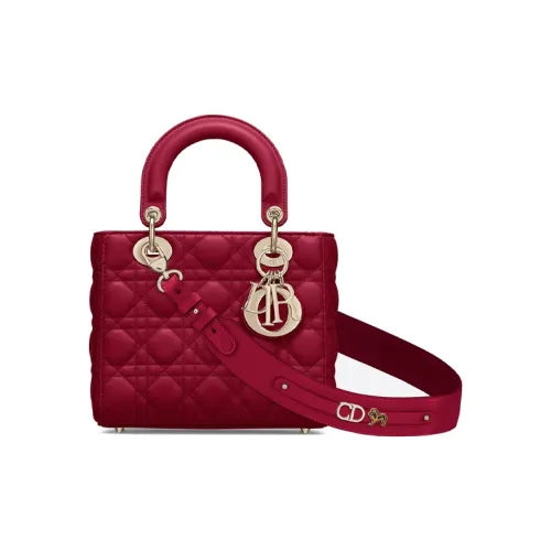 DIOR Lady Dior Sheepskin Woven Pattern Bag Lady Dior Bag Women's Red