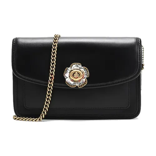 COACH Паркер Кожа Сумка с цепочкой Клатч Сумка через плечо Мини Женская Черная