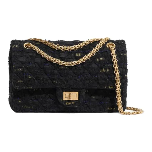 CHANEL 2,55 Twill Soft Wool Shoulder Bag Women's Black CHANEL 2,55 Твил Мягкий Шерстяной Плечевая Сумка Женская Черная