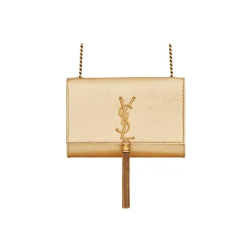 SAINT LAURENT Kate Коровья кожа Бахрома Сумка Сумка через плечо Маленькая Женская Золотая