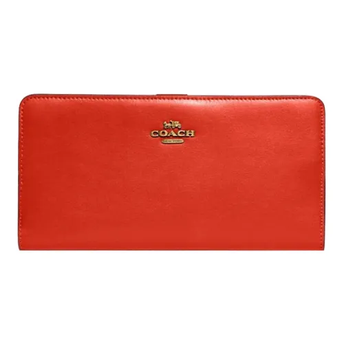 COACH Skinny Wallet Телячья кожа Держатель для карт кошелек Маленький Женский Оранжевый Красный