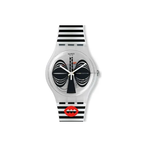 Swatch Quartz Механизм Унисекс Часы 41 мм Черный Циферблат Пластиковый Корпус Часы Силиконовый Ремешок