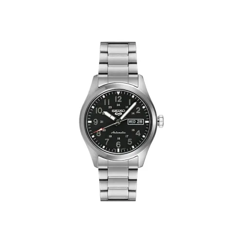 SEIKO New Precision Size 5 Collection Механический механизм часы с ремешком из нержавеющей стали черный циферблат мужские часы