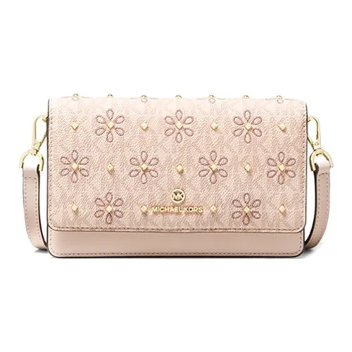 MICHAEL KORS Jet Set Чехол для телефона из кожи Сумка через плечо Маленькая Женская Ванильный Розовый Белый