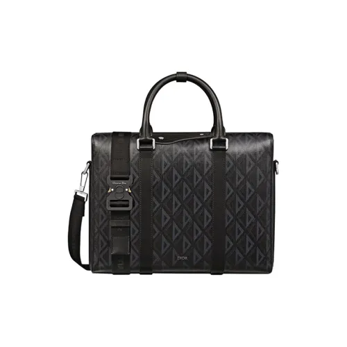 DIOR CD Diamond Холст Воловья кожа Сумка через плечо Сумка Мужская Черная