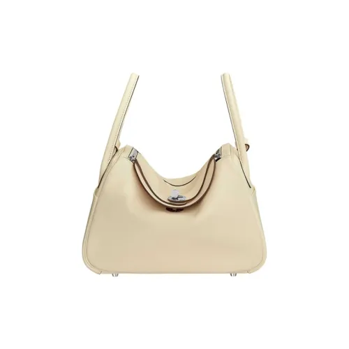 HERMES Lindy Swift Телячья кожа Портативная Сумка на одно плечо Женская Кремово-белая с внутренней подкладкой Кунжут