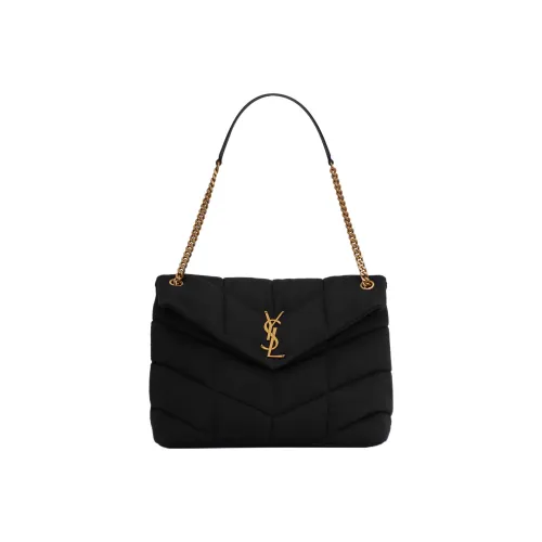 SAINT LAURENT PUFFER Шерсть Pillow Bag Сумка на плечо Женская Черная