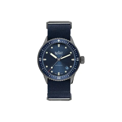 BLANCPAIN FIFTY FATHOMS Автоматический Механический Часы Мужские Циферблат 43,6 мм Синий Керамические Корпус Часы