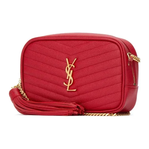 SAINT LAURENT Quilted Кожа Цепочка Сумка через плечо Женская Красная