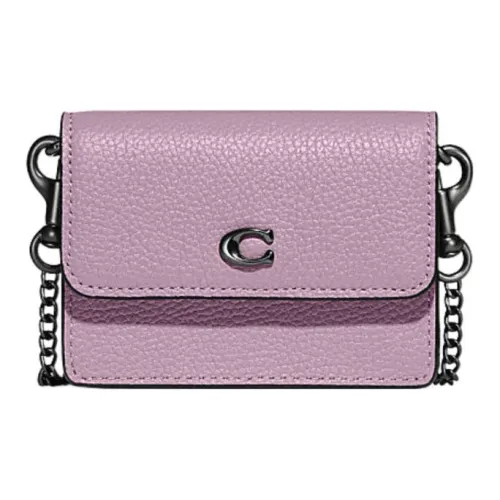 COACH Сумка из коровьей кожи с цепочкой сумка через плечо держатель для карт кошелек для монет мини женский Таро фиолетовый