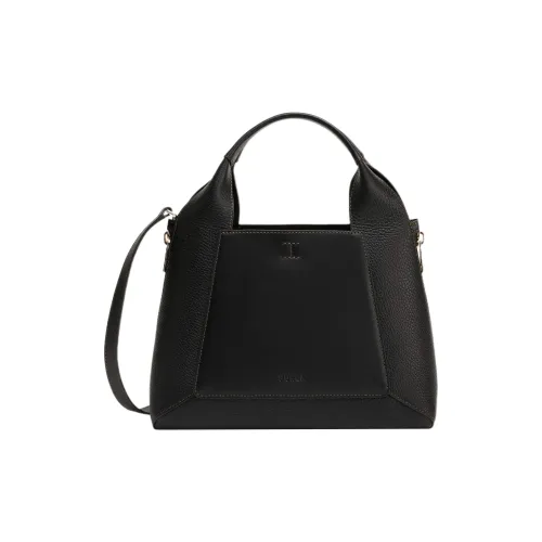 Furla Gilda Мягкая Телячья Кожа С Кожаными Вставками Через плечо Одно Плечо Сумка Средняя Женская Черная Мраморная Цвет