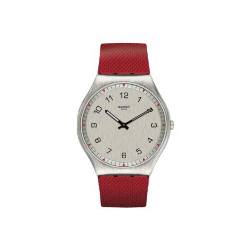 SWATCH SKIN Collection Кварцевый механизм Унисекс Часы 45,6 мм Белый циферблат Корпус из нержавеющей стали Резиновый ремешок