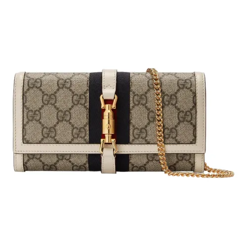 GUCCI Jackie 1961 Холст и Кожаная Сумка через плечо Женская Бежевая