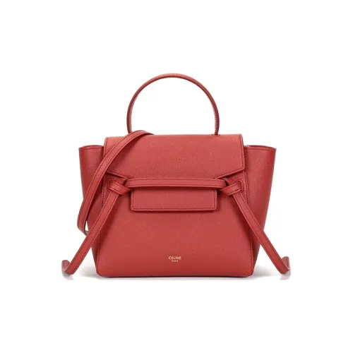 Celine Ремень Grained Телячья кожа Портативный Сумка через плечо Сумка на плечо Женская Лиса Красный