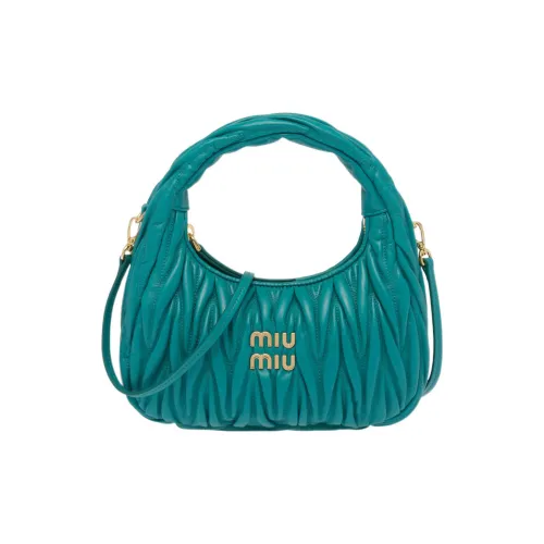 MIU MIU Wander Series Мягкая сумка-хобо из овечьей кожи плечевая сумка женская павлиний синий