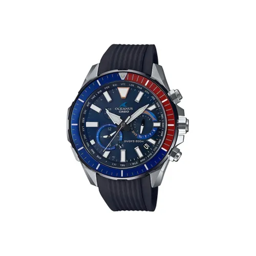 CASIO Солнечный механизм Мужские часы OCEANUS Collection Круглый циферблат с множеством функций 51,8мм*48,5мм*15,9мм Синий