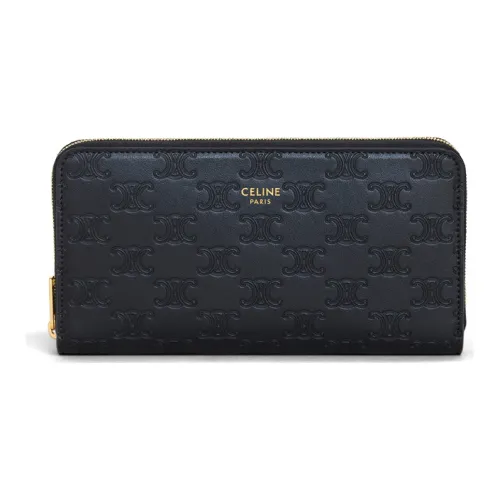 CELINE Triomphe Гладкая коровья кожа кошелек застежка-молния женский черный