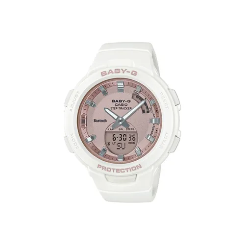 CASIO Малыш G Коллекция Sports Collection Кварцевый механизм Смольный ремешок Часы Женские Розовый циферблат Часы BSA B100MF 7A