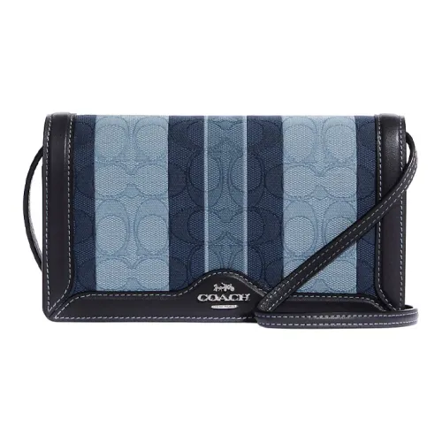 COACH Anna Жаккард С кожаными вставками Сумка через плечо Маленькая Женская Джинсовый синий