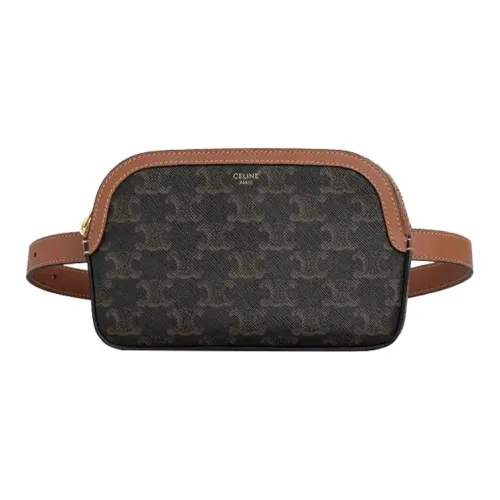 CELINE Triomphe Холст Бананка Маленький Унисекс Рыжевато-коричневый