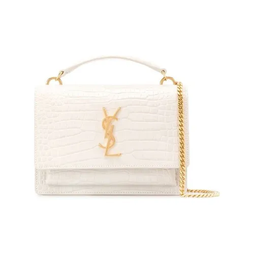 SAINT LAURENT Sunset Leather Sunset Wallet Chain Bag Crossbody Bag Shoulder Bag Regular Women's White
