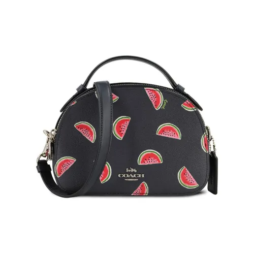 COACH Serena PVC с кожаными вставками Маньтоу Сумка Сумка Сумка через плечо Сумка через плечо Маленькая Женская Черная