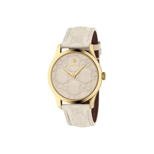GUCCI G Timeless Collection Women's Watch Кварцевый механизм Кожаный ремешок Белый циферблат