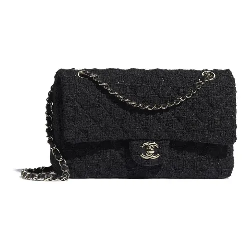CHANEL Classic Flap CF Твидовая сумка через плечо Мини Женский Черный
