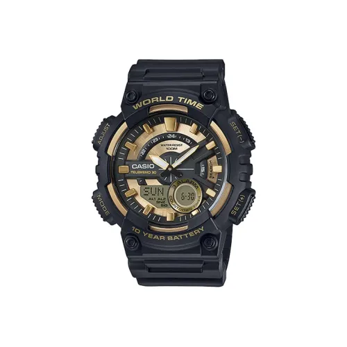 CASIO YOUTH Collection Аналоговый Цифровой дисплей Кварцевый механизм Смольный ремешок Часы Мужские Золотистый циферблат