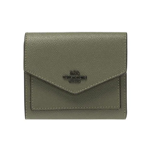 COACH Кожа Кошелек Держатель для карт Кошелек для монет Мини Женский Зеленый