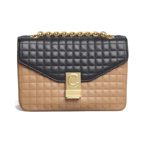 CELINE Кожа Tofu Сумка через плечо Маленькая Женская Коричневая Черная