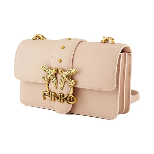 PINKO Love Icon Коровья кожа Bird Сумка Swallow Сумка Сумка через плечо Мини Женская Розовая