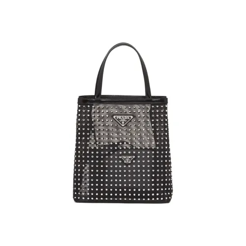 PRADA Текстиль Кожа Тоут Сумка Сумка для покупок Комбинированная сумка Сумка Маленькая Женская Черная