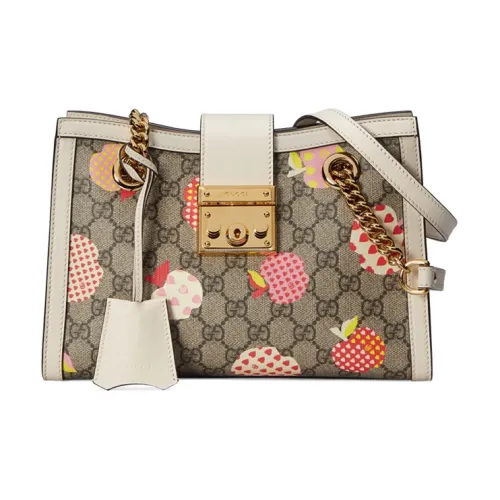 GUCCI Навесной замок холст тоут сумка сумка для покупок портативная сумка через плечо женская белый и эбеновый