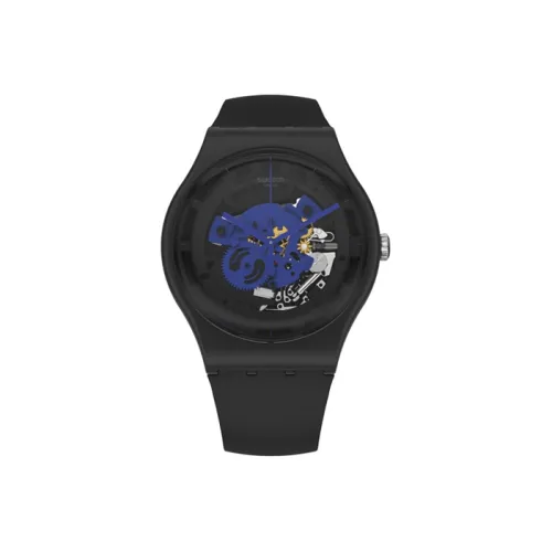 Swatch Quartz Механизм Унисекс Часы 41 мм Черный Циферблат Ботанический Керамический Корпус Часов Bio Based Материал Ремешок