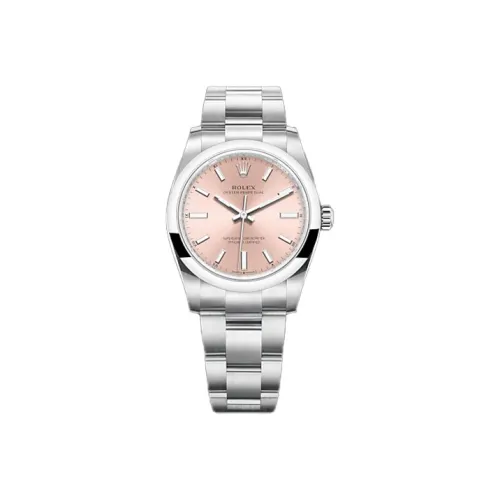 ROLEX Автоматический Механический Movement Женские Oyster Perpetual Часы 34 мм Розовые