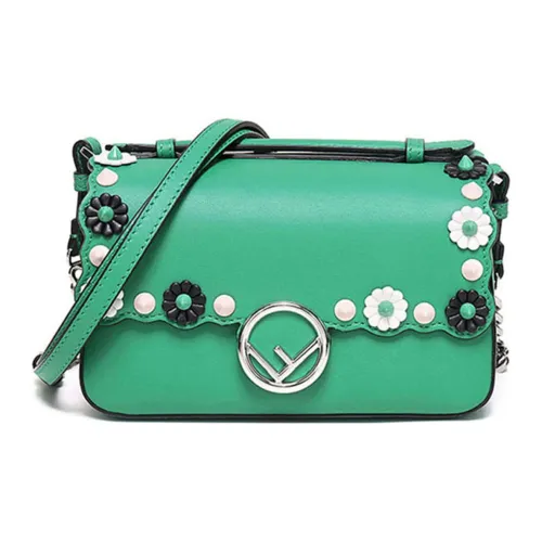 FENDI Коровья кожа Портативная Сумка через плечо Сумка на плечо Женская Зеленая и Черная