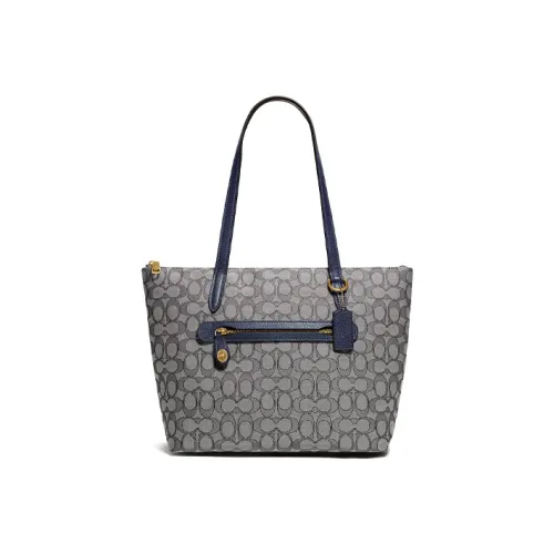 COACH Taylor Холщовая Сумка Сумка-тоут Сумка для покупок Сумка через плечо Женская Полуночный синий Монограмма