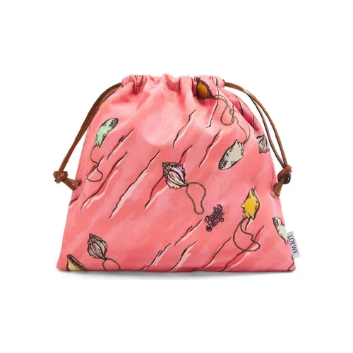 LOEWE Холст Телячья кожа Клатч Сумка Холст Маленькая Женская Розовая