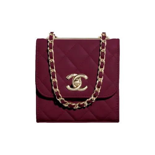 CHANEL Модный CcWOC Овчина Сумка с цепочкой Сумка через плечо Мини Женская Бургунди